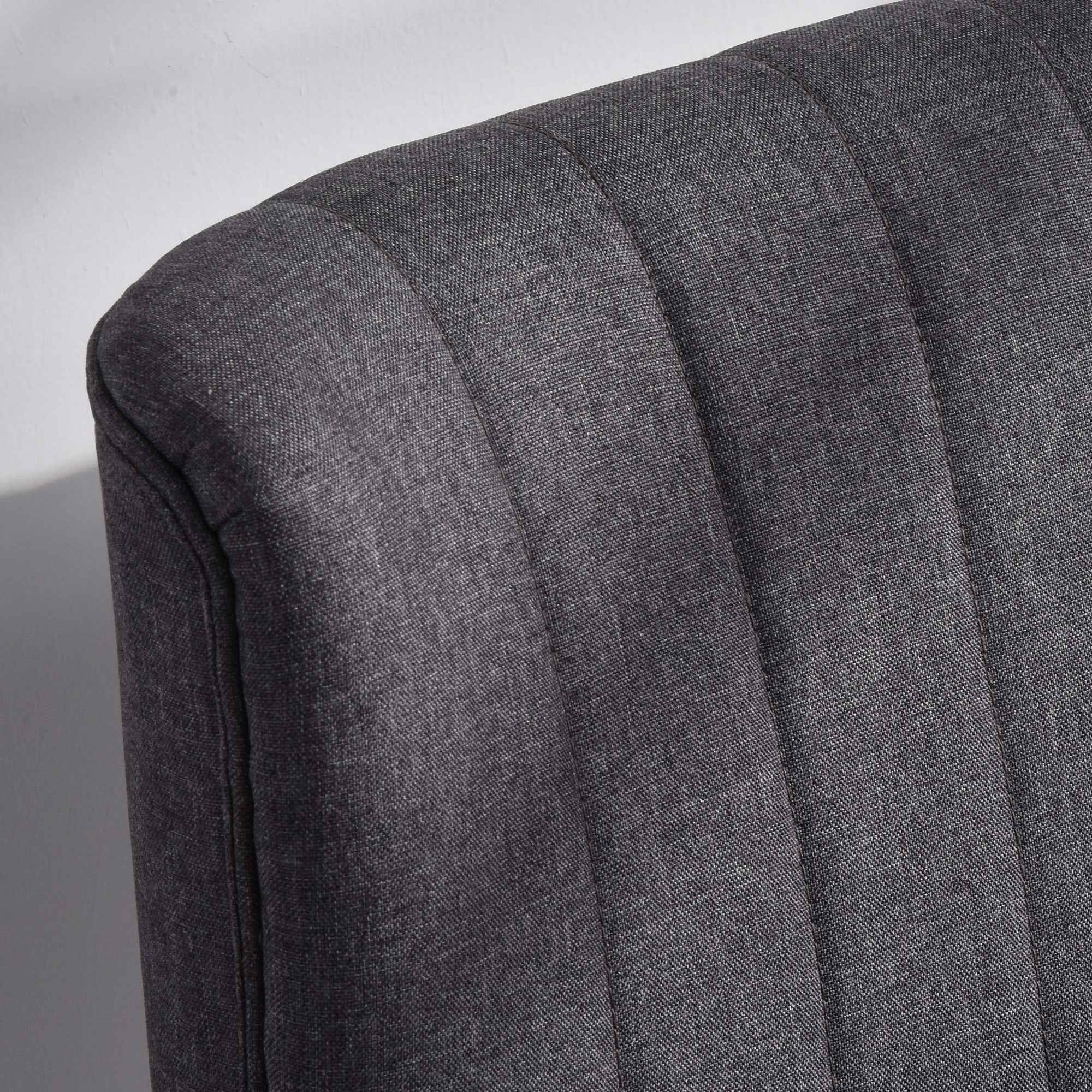 HOMCOM 2-Seater Sofa in Linen-Effect Fabric without Armrests with Wooden Legs, 117x56.5x77 cm, Dark Grey