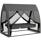 2-in-1 Garden Swing Convertible to a Bed with Cushions and Mosquito Net, 240x140x197 cm, Grey