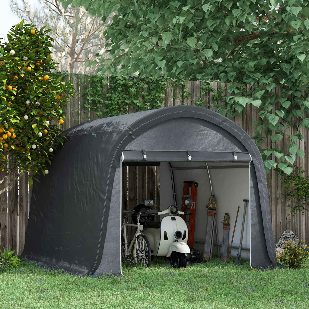 Outsunny Garden Tent for Motorcycles, Bicycles and Tools with 2 Zip Entrances, Made of Steel and PE, 300x300x235 cm, Grey