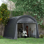 Outsunny Garden Tent for Motorcycles, Bicycles and Tools with 2 Zip Entrances, Made of Steel and PE, 300x300x235 cm, Grey