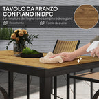 Outsunny Extendable Garden Table Set with 6 Stackable Outdoor Chairs, Steel and Textilene, Brown