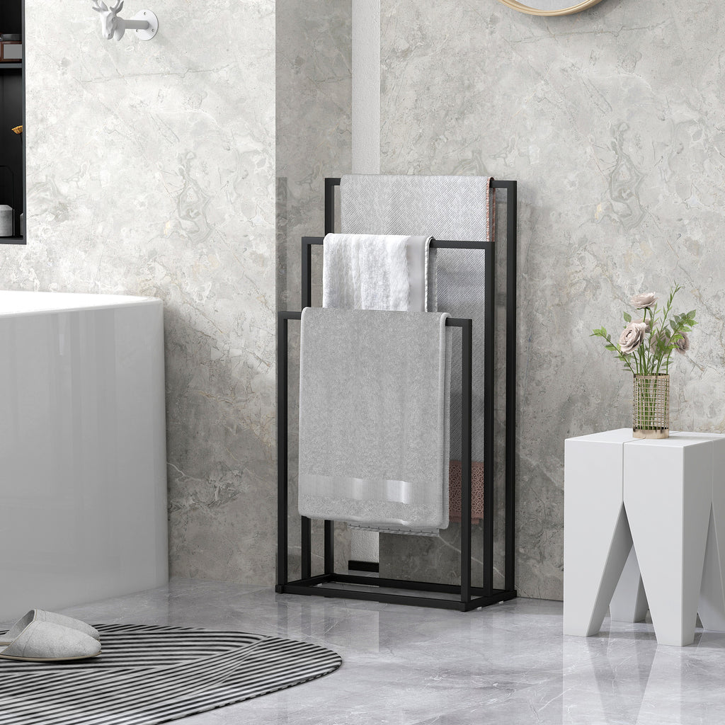 Freestanding 3-Arm Towel Rack in Steel, 45 x 21.5 x 85 cm