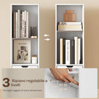 4-Tier Open Bookcase with Cabinet and Drawer, 30x24x158 cm, White Wood