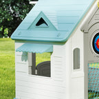 5-in-1 Children's Playhouse in Multi-Color PP with Basketball, Rings and Darts, 132x118x124 cm