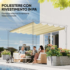 Outsunny Pergola Gazebo Roof with 10 Drainage Holes in Polyester, 250x255 cm, for 3x3m Pergola, Cream