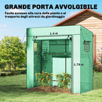 Outsunny Greenhouse for Plants with 2 Side Mesh Windows and Roller Door, in PE and Steel, 196x77x197 cm, Green