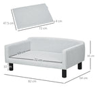 Velvet Dog Sofa with Cushion, Armrests and Backrest, 82 x 54 x 36 cm, Light Grey
