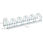 Steel Bike Rack Parking Stand for 6 Bikes, 179x33x27 cm, Silver