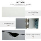 kleankin Bathroom Column with 2 Shelves and 2 Cabinets, Wooden, 15.2x29.8x118 cm, White and Grey