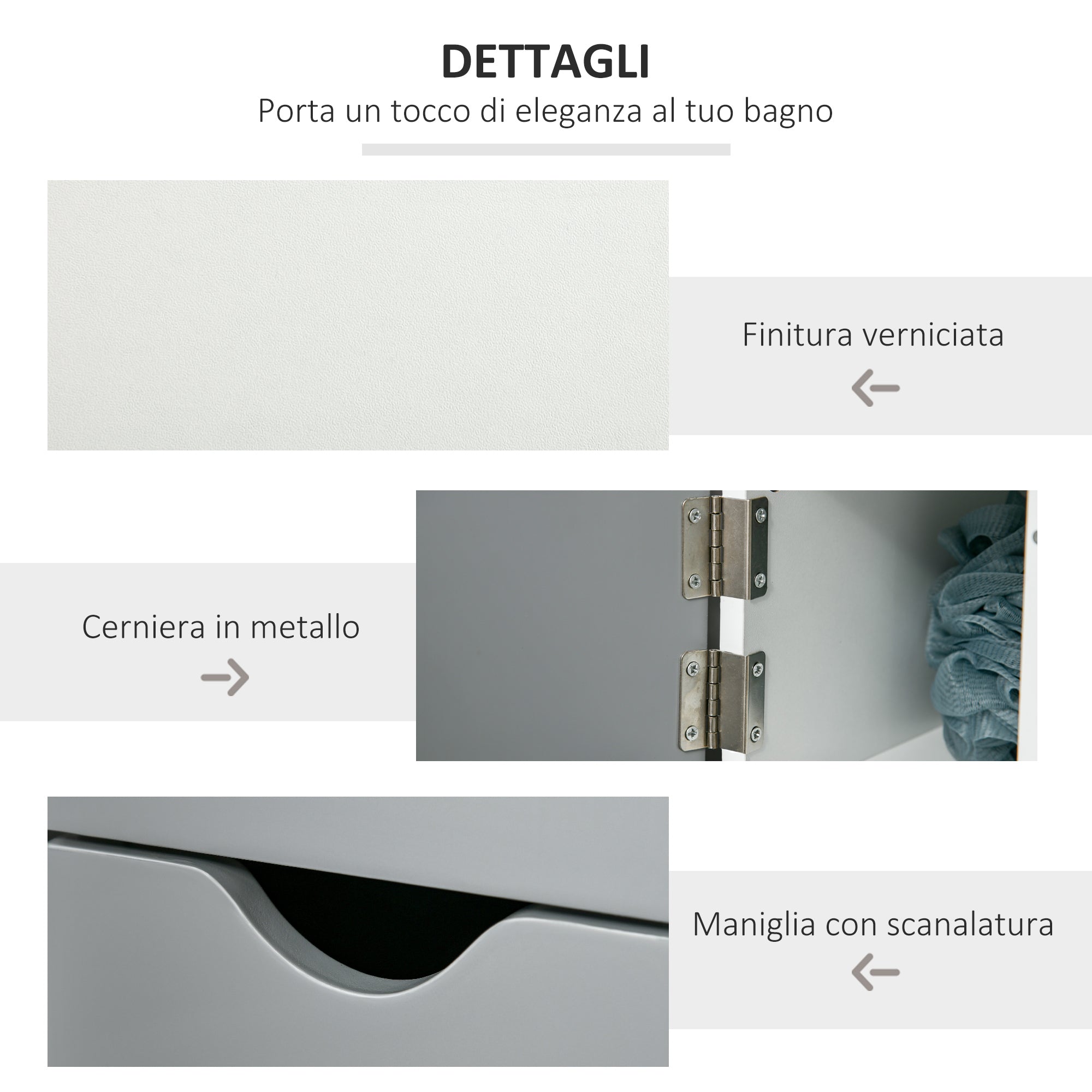 kleankin Bathroom Column with 2 Shelves and 2 Cabinets, Wooden, 15.2x29.8x118 cm, White and Grey