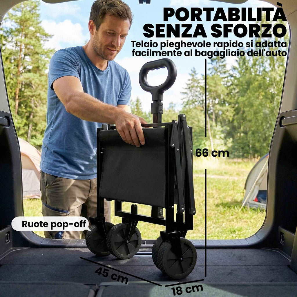 Outsunny 60L Folding Garden Cart with Wheels and Opening Side, Black