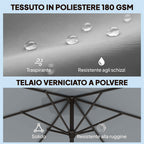 Outsunny 3x3 m Tilting Garden Umbrella with Crank Opening, Metal and Polyester, Grey