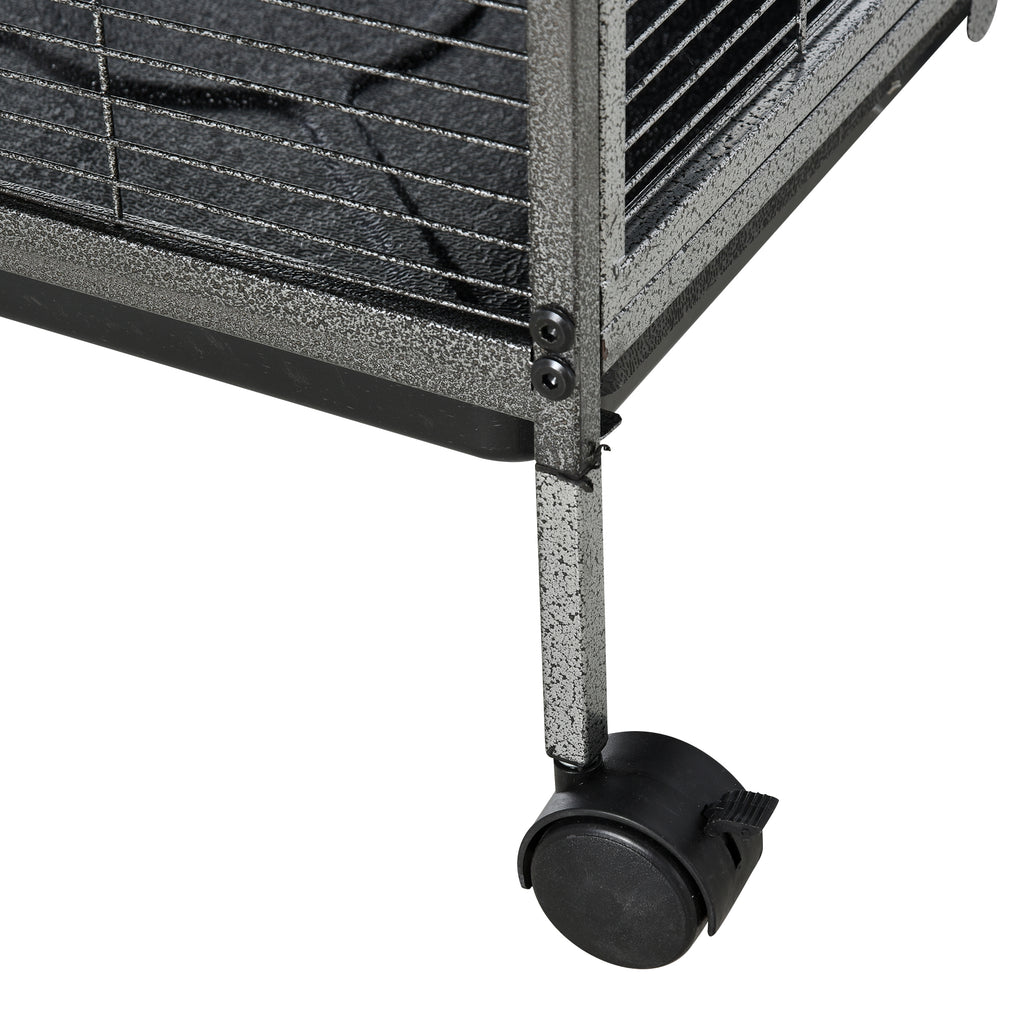 Small Pet Cage, Steel Guinea Pig and Chinchilla Cage with 3 Levels, 4 Wheels, Hammock and Removable Tray, 52 x 52 x 113.5cm, Silver Grey