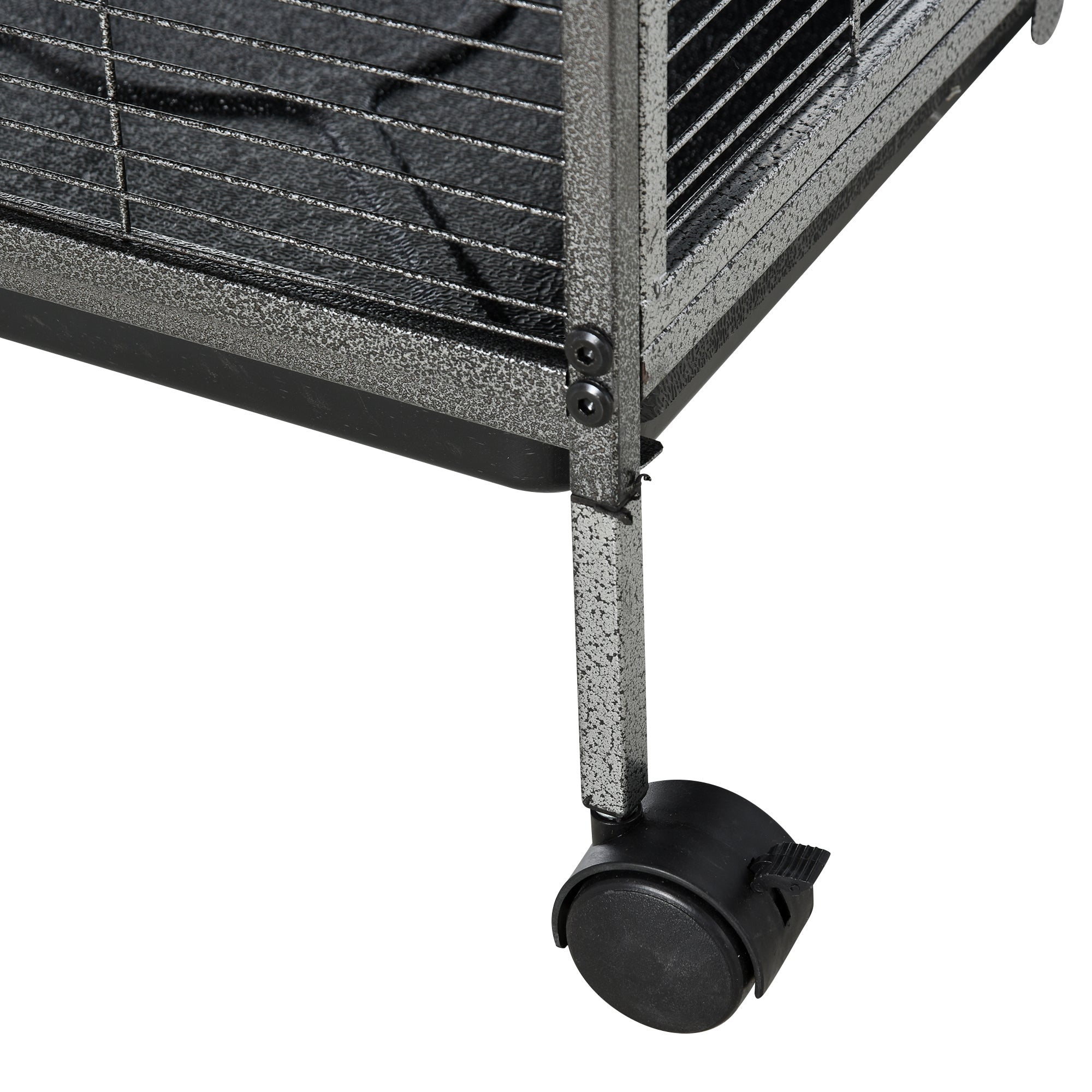 Small Pet Cage, Steel Guinea Pig and Chinchilla Cage with 3 Levels, 4 Wheels, Hammock and Removable Tray, 52 x 52 x 113.5cm, Silver Grey