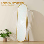 HOMCOM Full-Length Floor Mirror with Folding Stand, Glass and Metal, 50x4x180 cm, Gold