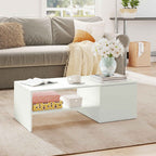 HOMCOM Wooden Coffee Table with Sliding Top and Open and Retractable Shelf, 110x52x36 cm, White