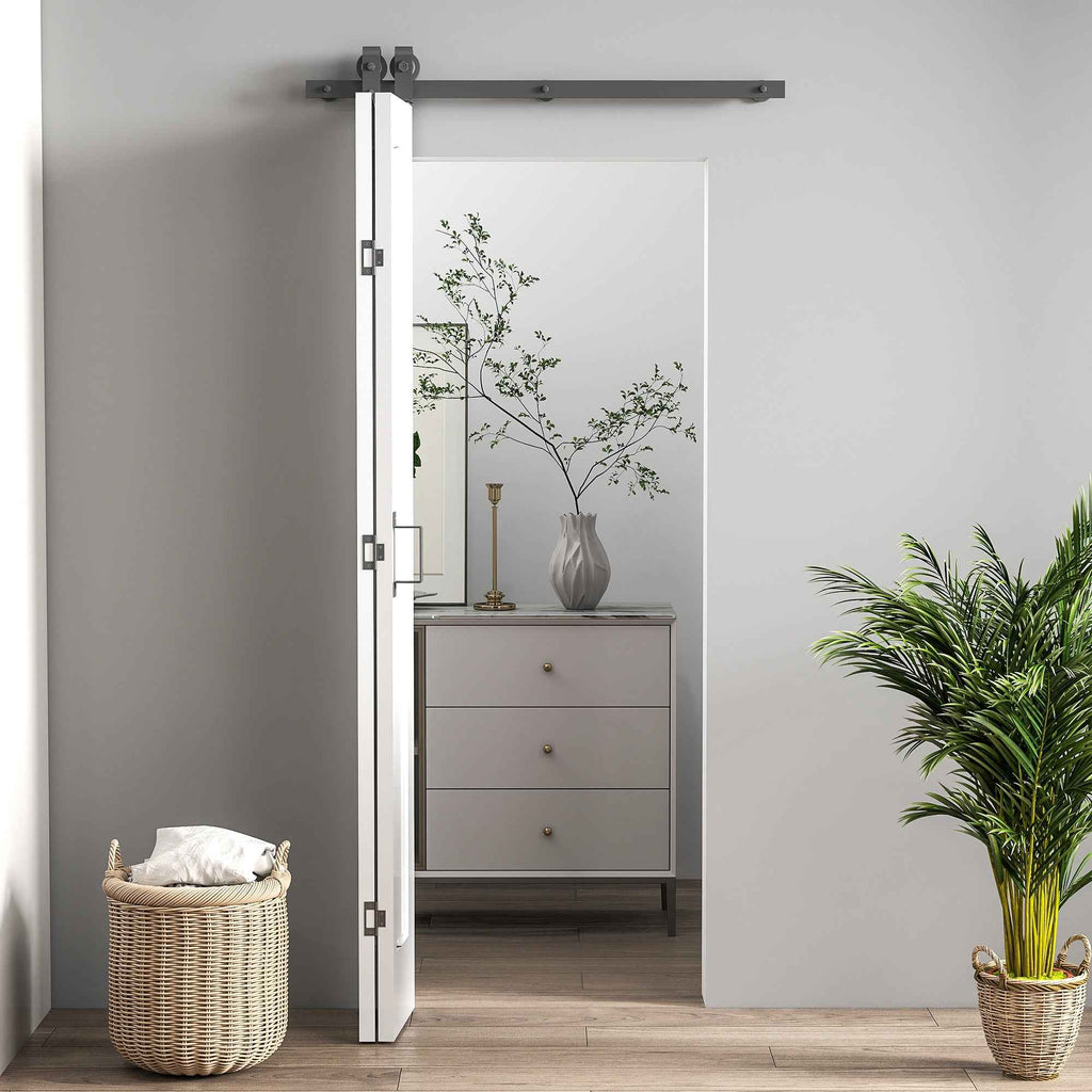HOMCOM Sliding Folding Bifold Door with Paintable Surface, 70x210 cm, White