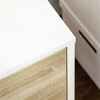 Modern TV Stand max 50" in Chipboard with Drawers, Open Shelves and Cabinets, 110x40x50 cm, White and Wood Color