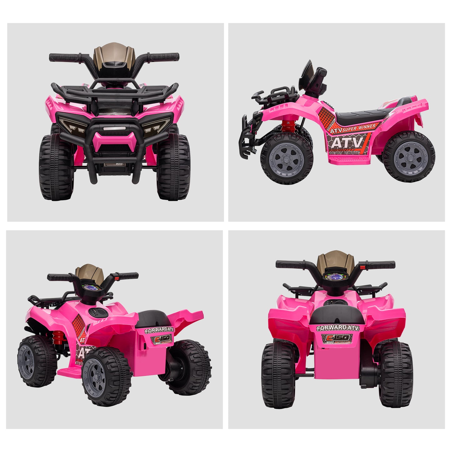 Electric Quad for Children 18-36 Months with 6V Rechargeable Battery, in Metal and PP, 70x42x45 cm, Pink