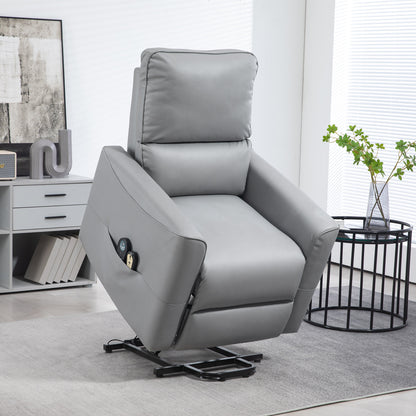 Lifting Recliner Armchair with 8 Massage Points, Heating and Remote Control, Light Grey