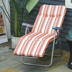 Outdoor Deck Chair Set of 2, 5-Position Reclining with Cushion, 60x75x102cm Grey Orange - Borge' Group Limited