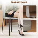 Set of 6 Modern High-Back Dining Chairs in Faux Leather and Steel, 41x50x97 cm, Grey