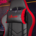 Gaming Chair with Adjustable Height and Reclining Backrest, 65x65x121-129 cm, Black and Red