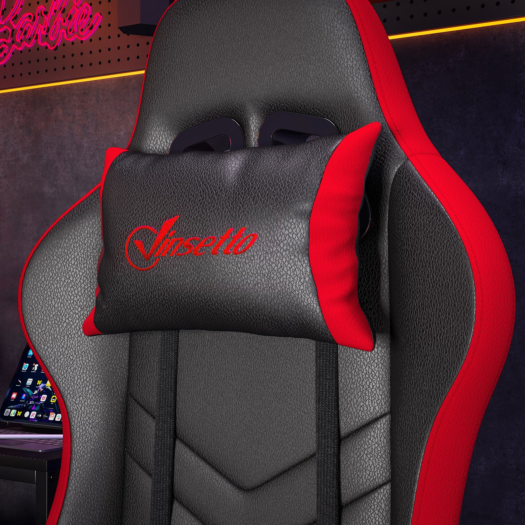 Gaming Chair with Adjustable Height and Reclining Backrest, 65x65x121-129 cm, Black and Red