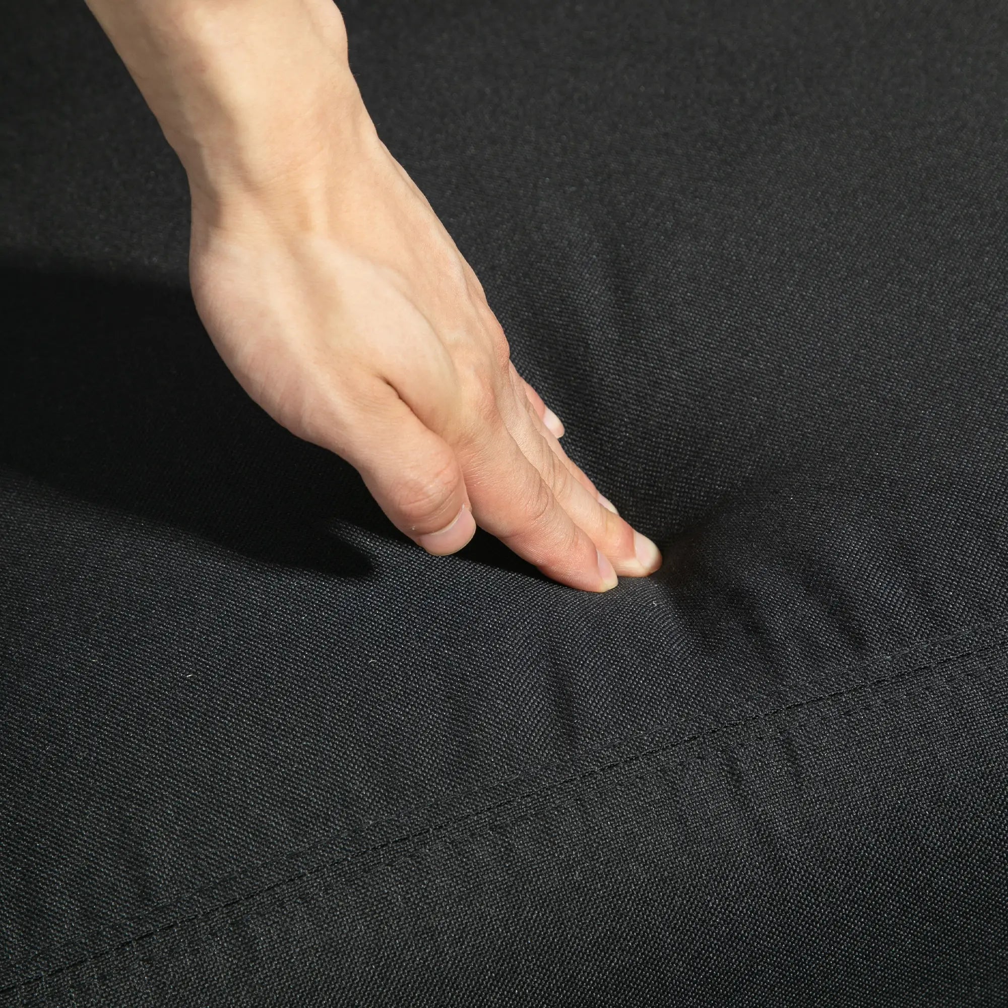 Padded Relax Chair with 135° Reclining Backrest and Removable Footrest, in Black Linen, 69x87x100.5cm