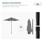 Garden Umbrella 2x2 m with 6 Ribs with Air Vent, in Aluminium, Metal and Dark Gray Polyester