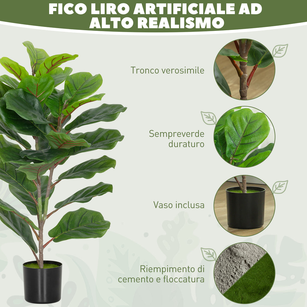 80cm Tall Indoor Artificial Ficus Lyrata Plant with Pot, Home and Office Decoration, Green