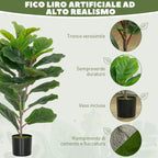 80cm Tall Indoor Artificial Ficus Lyrata Plant with Pot, Home and Office Decoration, Green