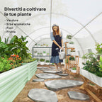 Outsunny 8x3x2 m Tunnel Greenhouse with Plastic Lining and Reinforced Steel, White