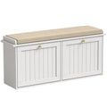HOMCOM Shoe Bench with Padded Cushion, 2 Folding Drawers for 8-10 Pairs of Shoes, White