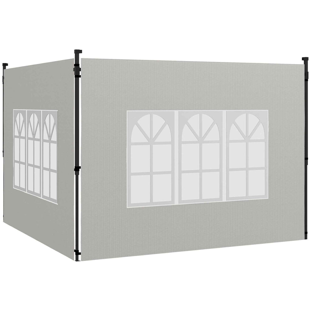 Outsunny Set of 2 Side Walls for Gazebos 3x3 m and 3x6 m with Windows, in PE and Plastic, 293x193 cm, White