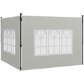 Outsunny Set of 2 Side Walls for Gazebos 3x3 m and 3x6 m with Windows, in PE and Plastic, 293x193 cm, White