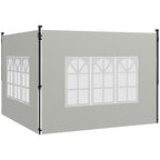 Outsunny Set of 2 Side Walls for Gazebos 3x3 m and 3x6 m with Windows, in PE and Plastic, 293x193 cm, White