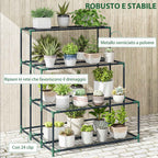 Outsunny 4-Tier Steel Plant Stand, 94x84x110cm, Dark Green