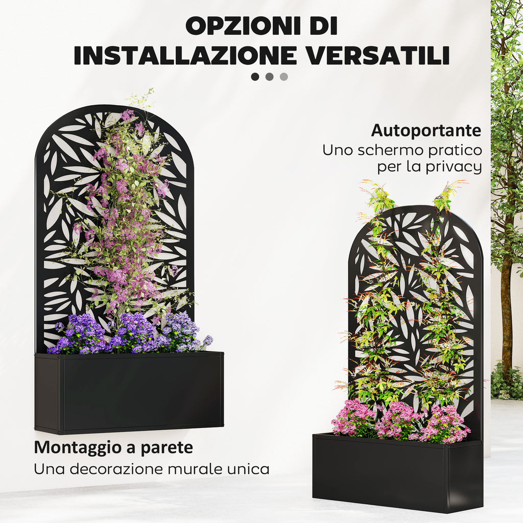 Outsunny Arched Trellis Planter with Drainage Holes, Metal, 61x23x113 cm, Black
