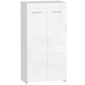 Mobile Shoe Rack with 5 Adjustable and Removable Shelves, Wooden, 55x36x108 cm, Glossy White