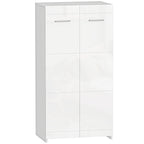 Mobile Shoe Rack with 5 Adjustable and Removable Shelves, Wooden, 55x36x108 cm, Glossy White