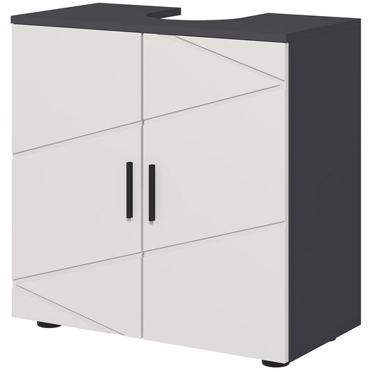 kleankin Bathroom Vanity Unit for Pedestal with Cabinet 2 Doors, 60x30x60cm, Gray - Borgè