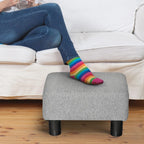 Pouf Footstool in Linen Effect Fabric Padded, 40x30x24cm, Grey
