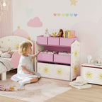 3-Tier Mobile Toy Storage Shelf with 6 Baskets, Pink
