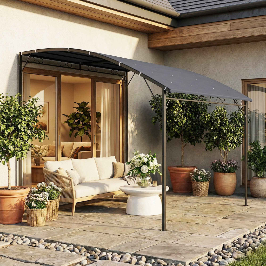 Outsunny Gazebo Pergola with 16 Drainage Holes, Metal and Polyester, 3.8x2.8m, Grey
