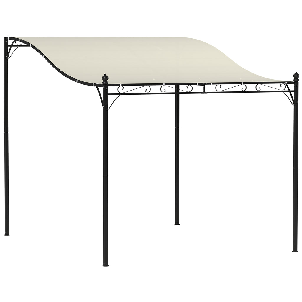 Curved Pergola with 16 Drainage Holes, Metal and Polyester, 248x298x200/250 cm, Cream White