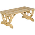 Outsunny 2-Seater Garden Bench with Slatted Frame and Wagon Wheel Legs, Wooden, 98x50x39.5 cm, Wood Color