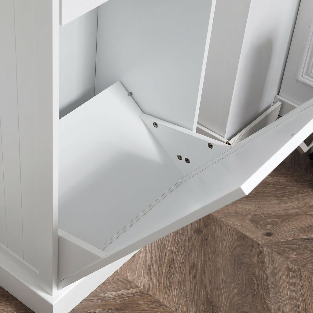 HOMCOM Kitchen Sideboard, Kitchen Cabinet with 38-Liter Trash Can Stand, Drawer, White