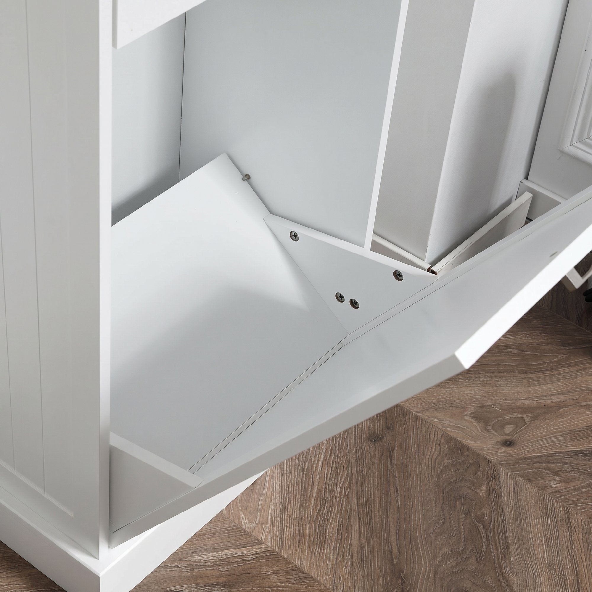 HOMCOM Kitchen Sideboard, Kitchen Cabinet with 38-Liter Trash Can Stand, Drawer, White