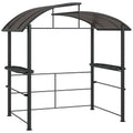 Outsunny Gazebo for Barbecue with Roof and 2 Storage Shelves, in Metal and PC, 240x150x230cm, Dark Gray - Borgè